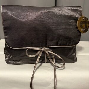 Bath & Body Works pewter metallic drawstring cosmetic Bag